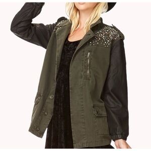 Forever 21 Military Style Rhinestone Utility Jacket